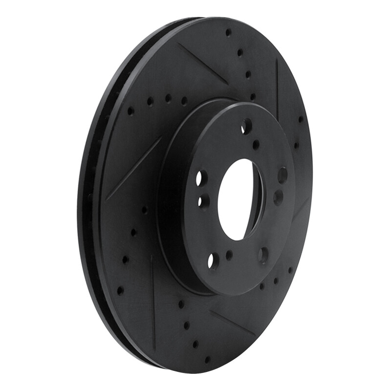 Honda Civic Brake Rotor (1) - Front Right - R1 Concepts - Drilled & Slotted - Black - `06-`15